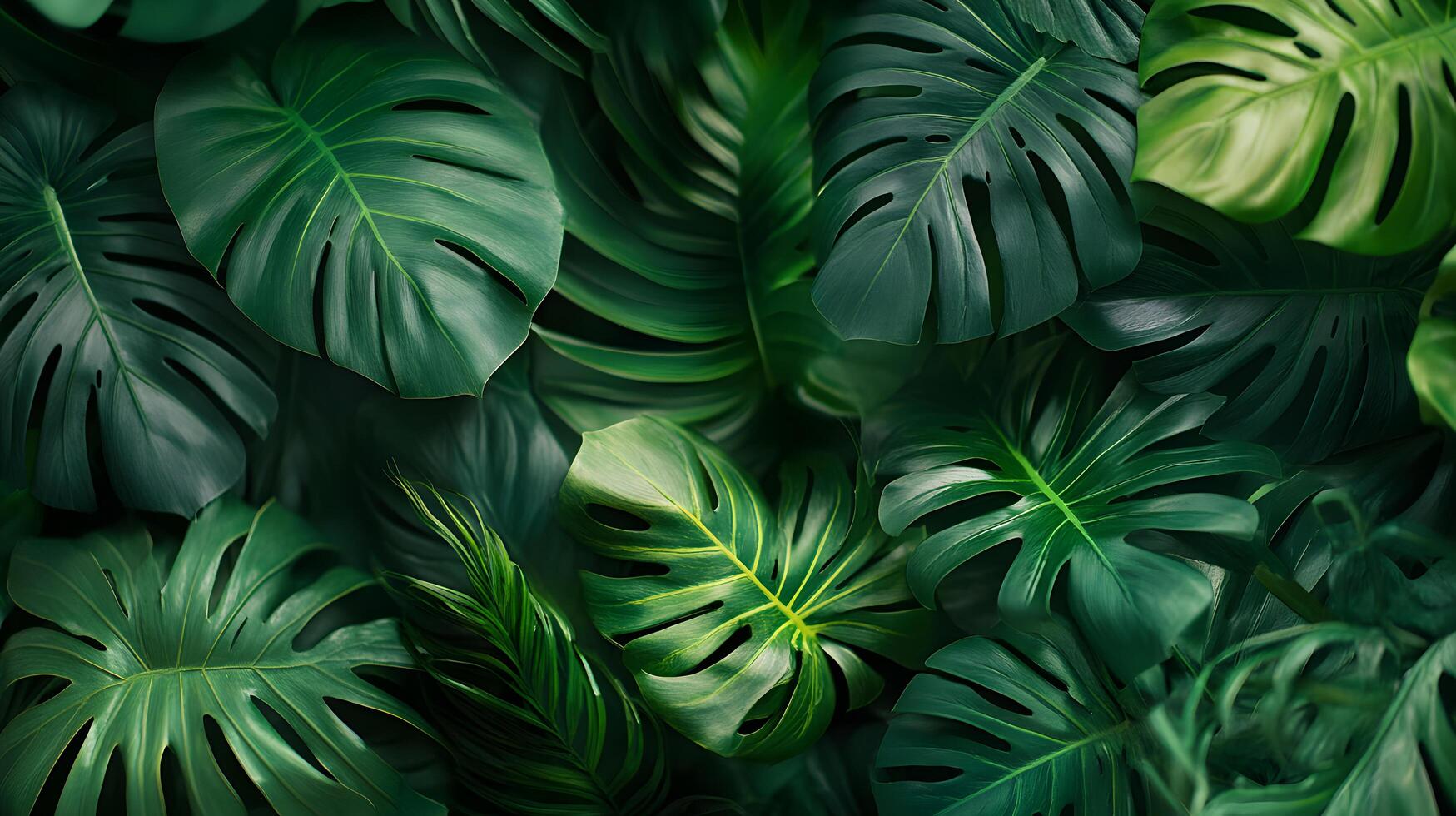 A lush green plant with many leaves and one leaf has a hole in it photo
