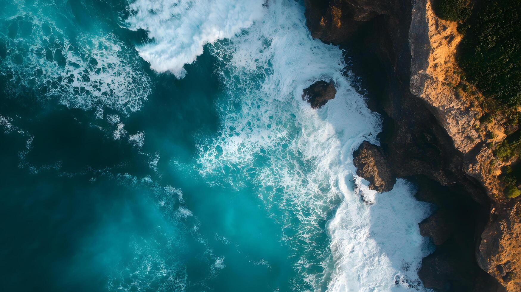 The ocean is calm and the waves are small photo