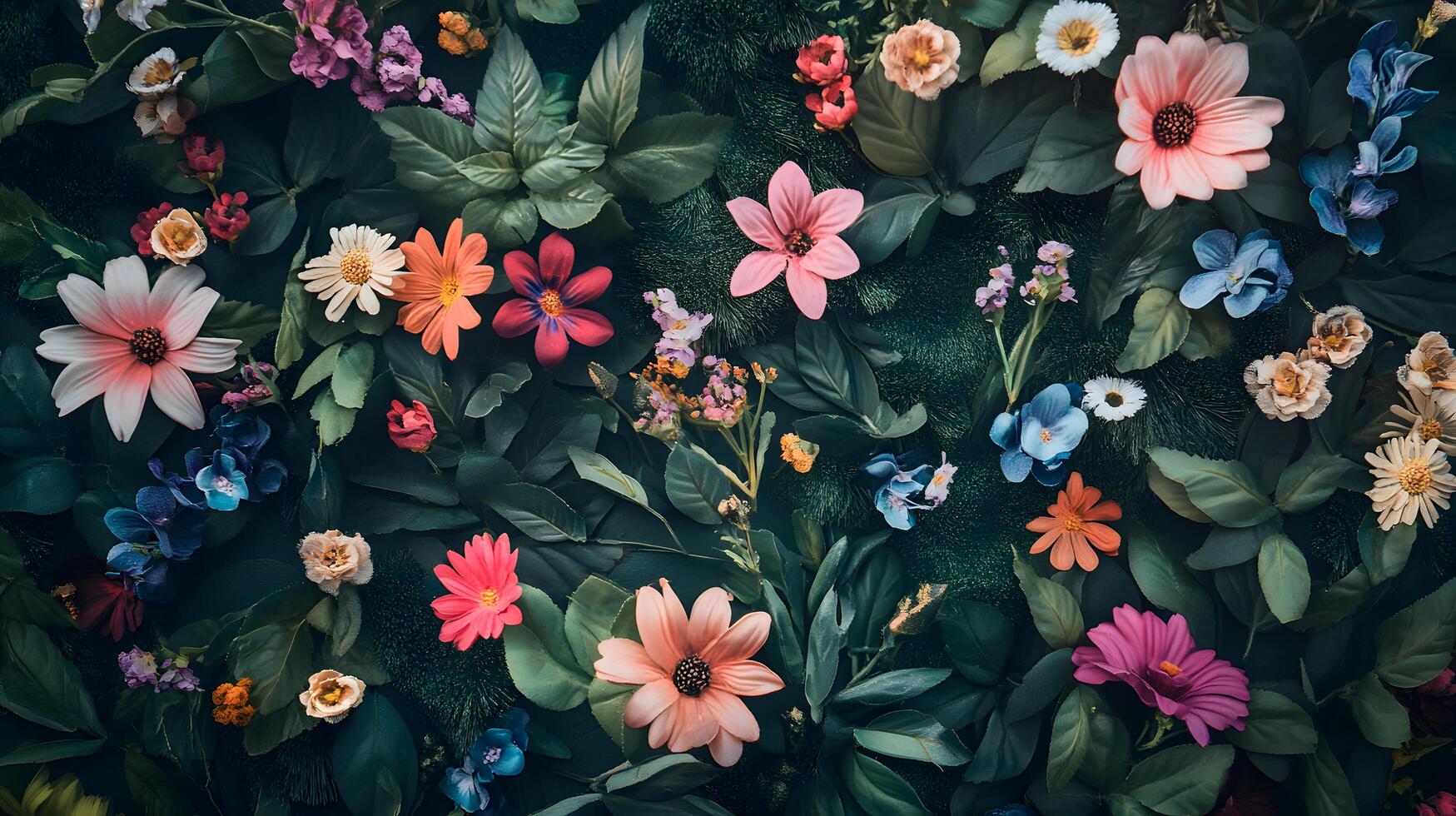 A colorful flower garden with many different types of flowers photo