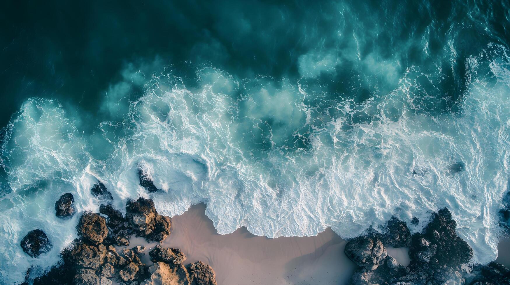 The ocean is calm and the waves are small photo