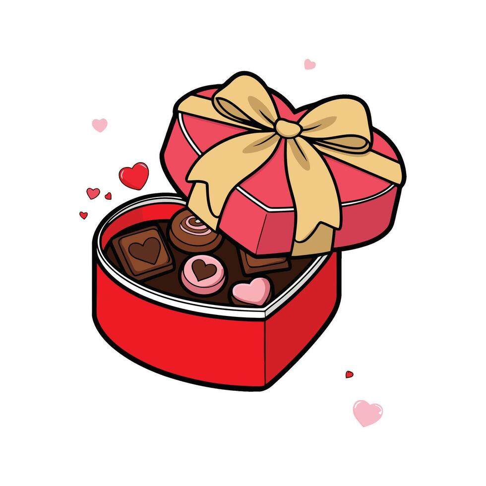 Valentine's day gift box with chocolates vector