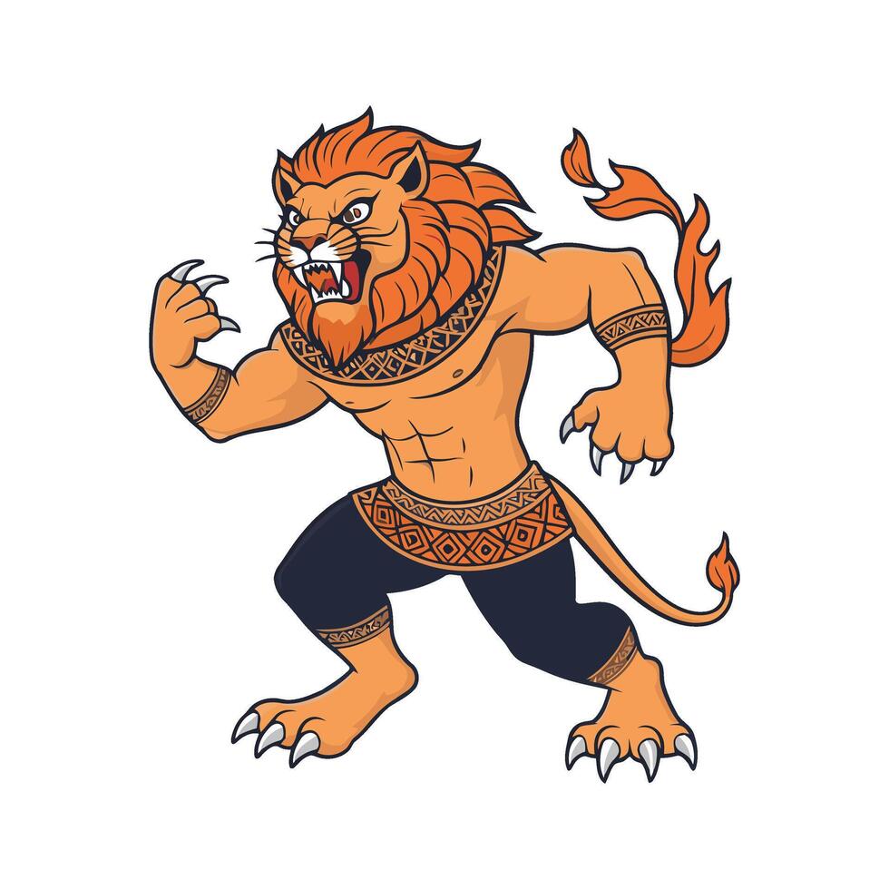 A cartoon lion with a sword in his hand vector