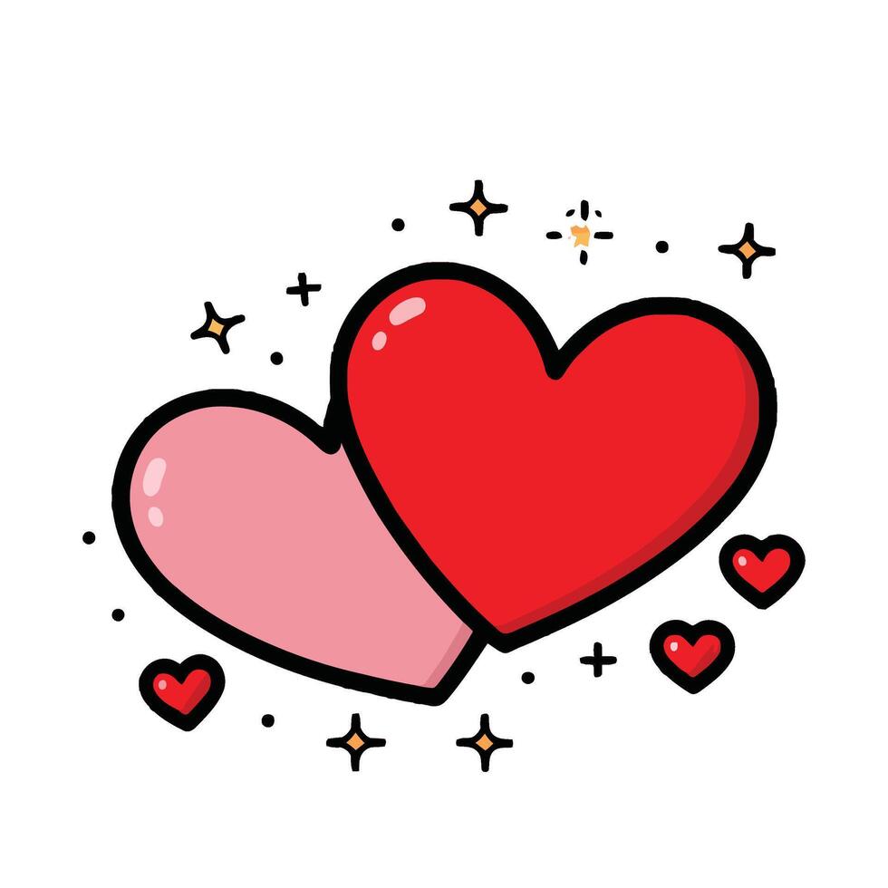 Two hearts with stars on a white background vector