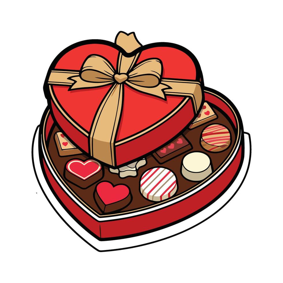 Valentine's day gift box with chocolates and candies vector