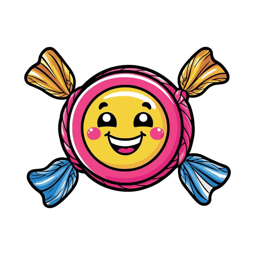 A cartoon smiley face with a lollipop vector