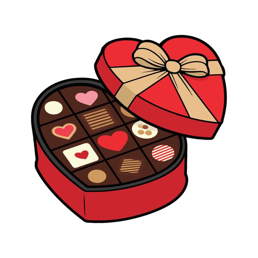 Valentine's day chocolate box illustration vector