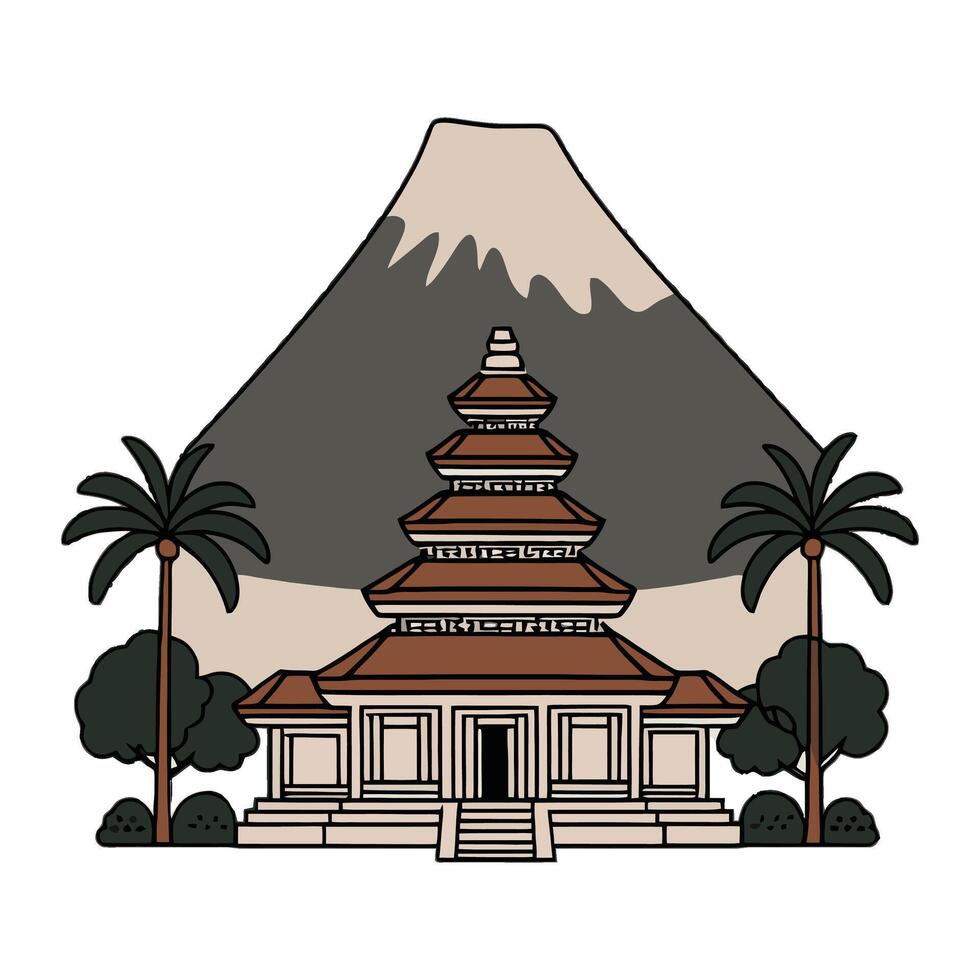 A temple with a mountain in the background vector