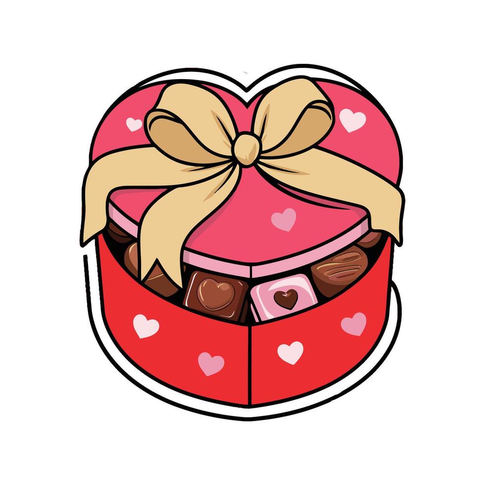 Valentine's day gift box with chocolates illustration vector