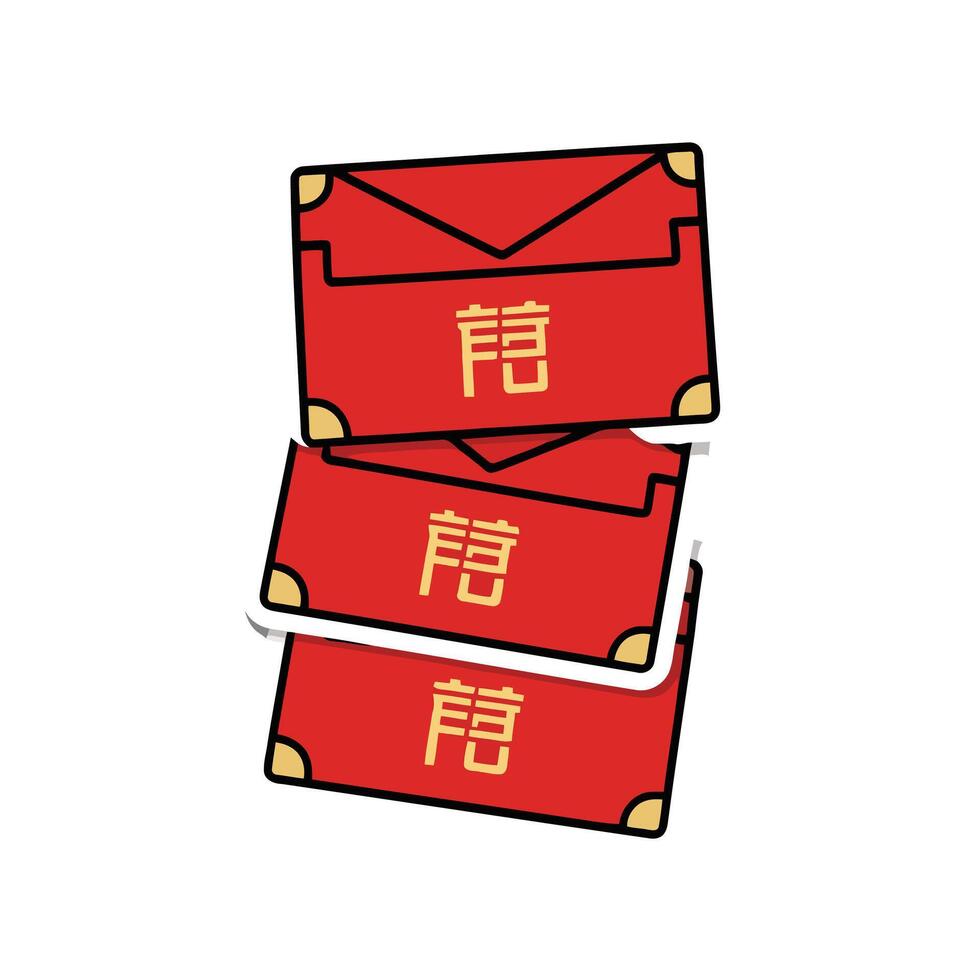A stack of red envelopes with chinese characters vector