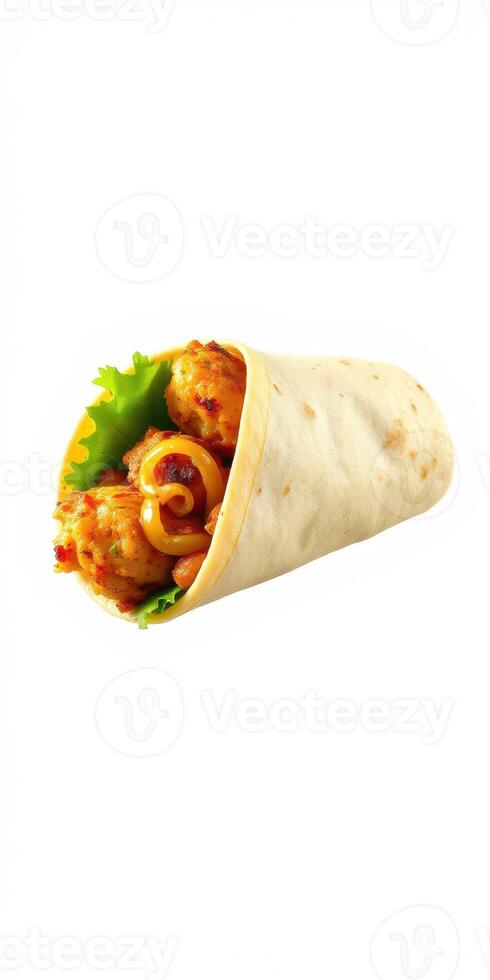 Delicious wrap filled with crispy vegetables and savory spices for a tasty meal option photo