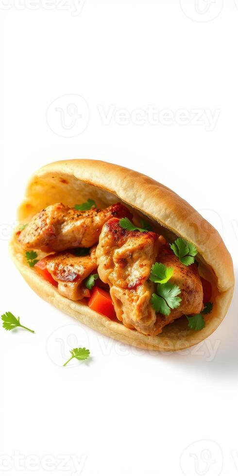 Deliciously spiced chicken wrap with fresh herbs and vibrant vegetables ready to enjoy photo