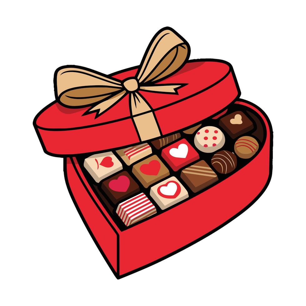 Valentine's day gift box with chocolates illustration vector