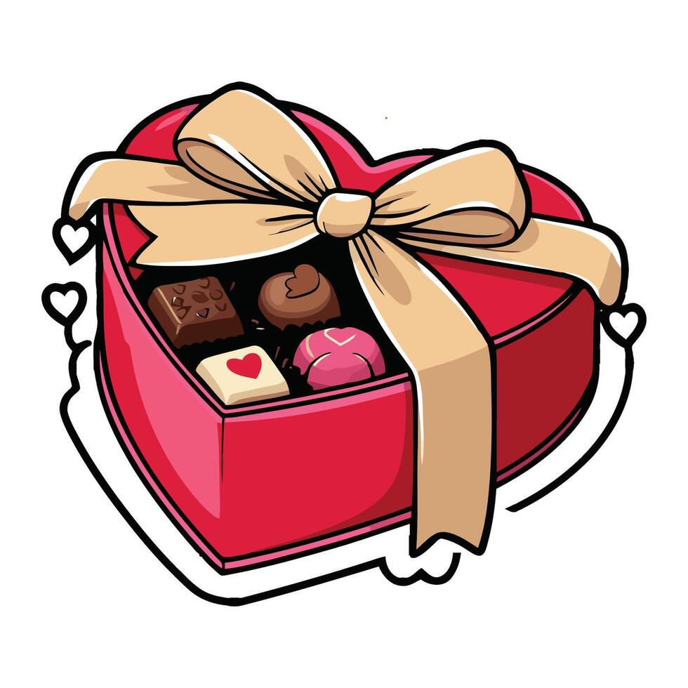 Valentine's day gift box with chocolates vector