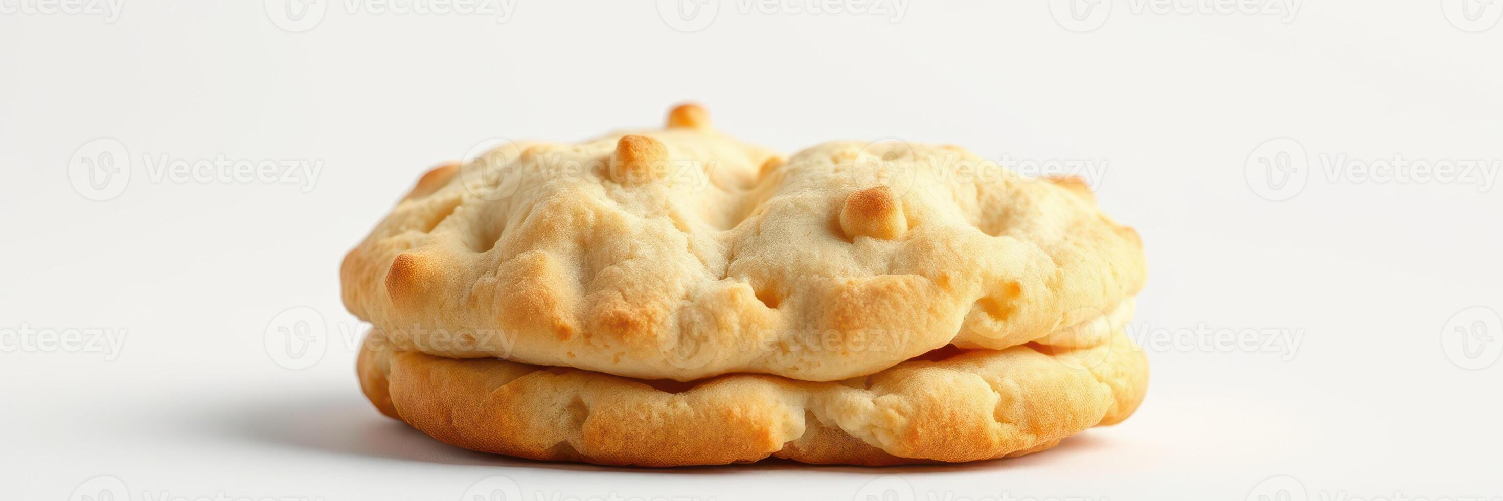 Soft and fluffy cookie stacked on a plain background, showcasing delightful texture and golden-brown edges, perfect for dessert lovers photo