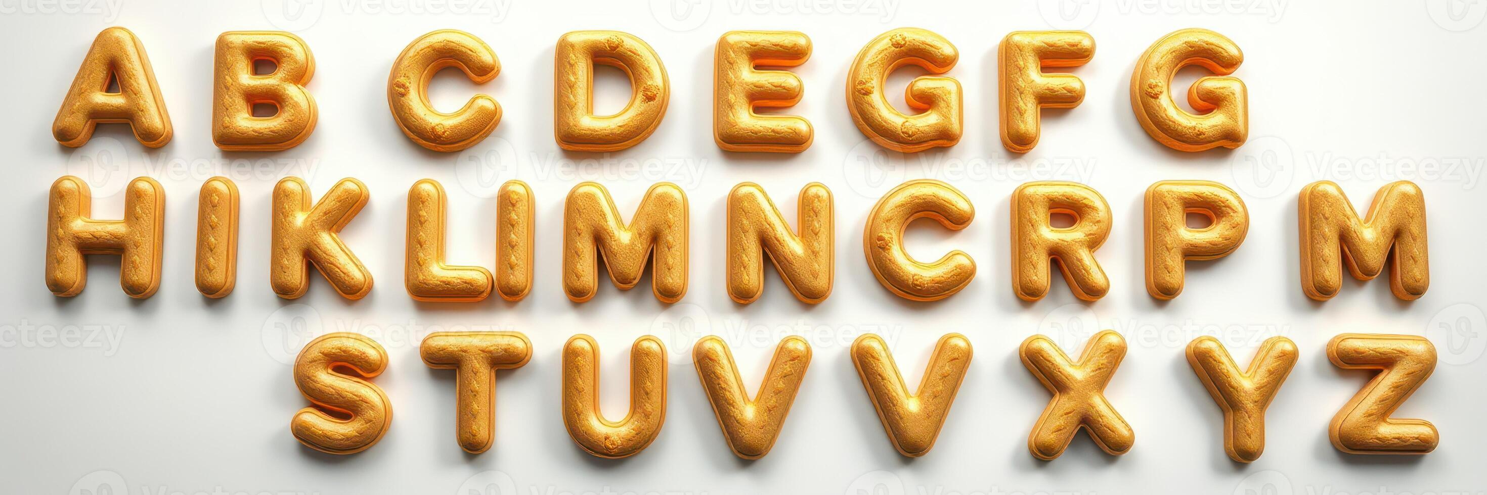 Colorful cookie letter shapes arranged in a playful layout for educational activities and creative baking ideas photo