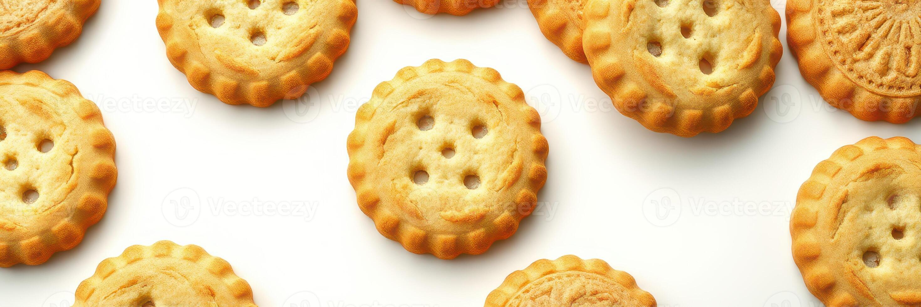 Assorted freshly baked cookies arranged neatly on a white surface for a delightful treat experience photo