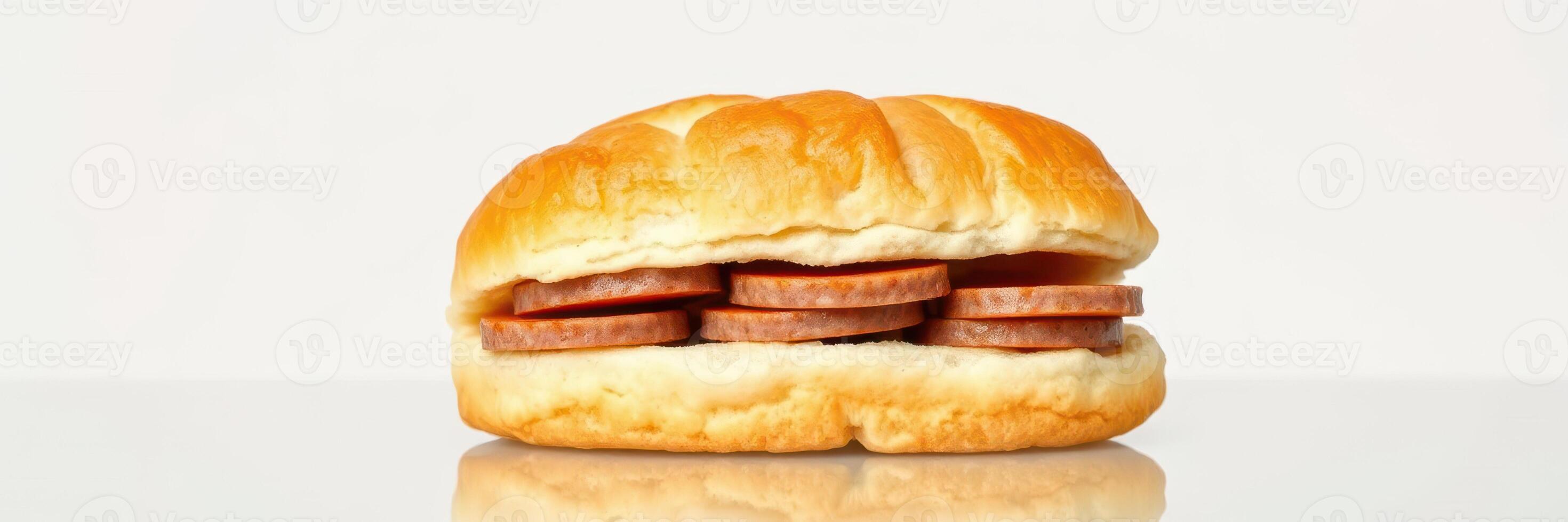 Unique sandwich with layers of sweet filling displayed on a clean surface in a bright setting photo