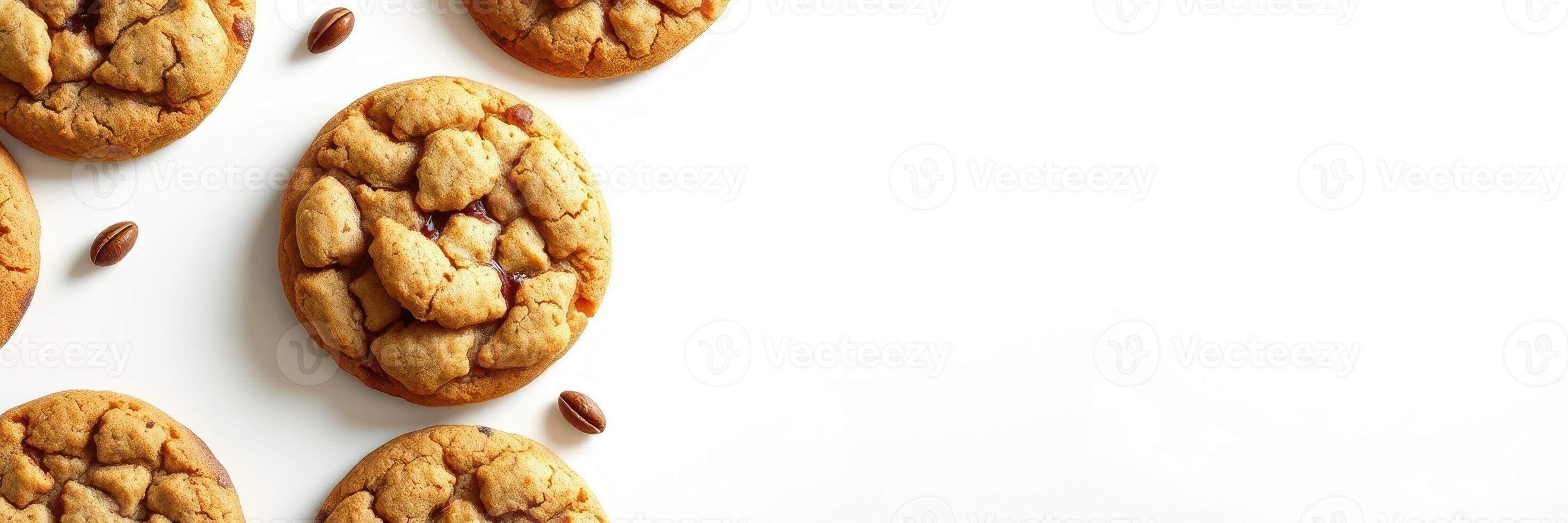Delicious cookies arranged on a white surface with nuts and a soft texture making them perfect for any sweet craving photo