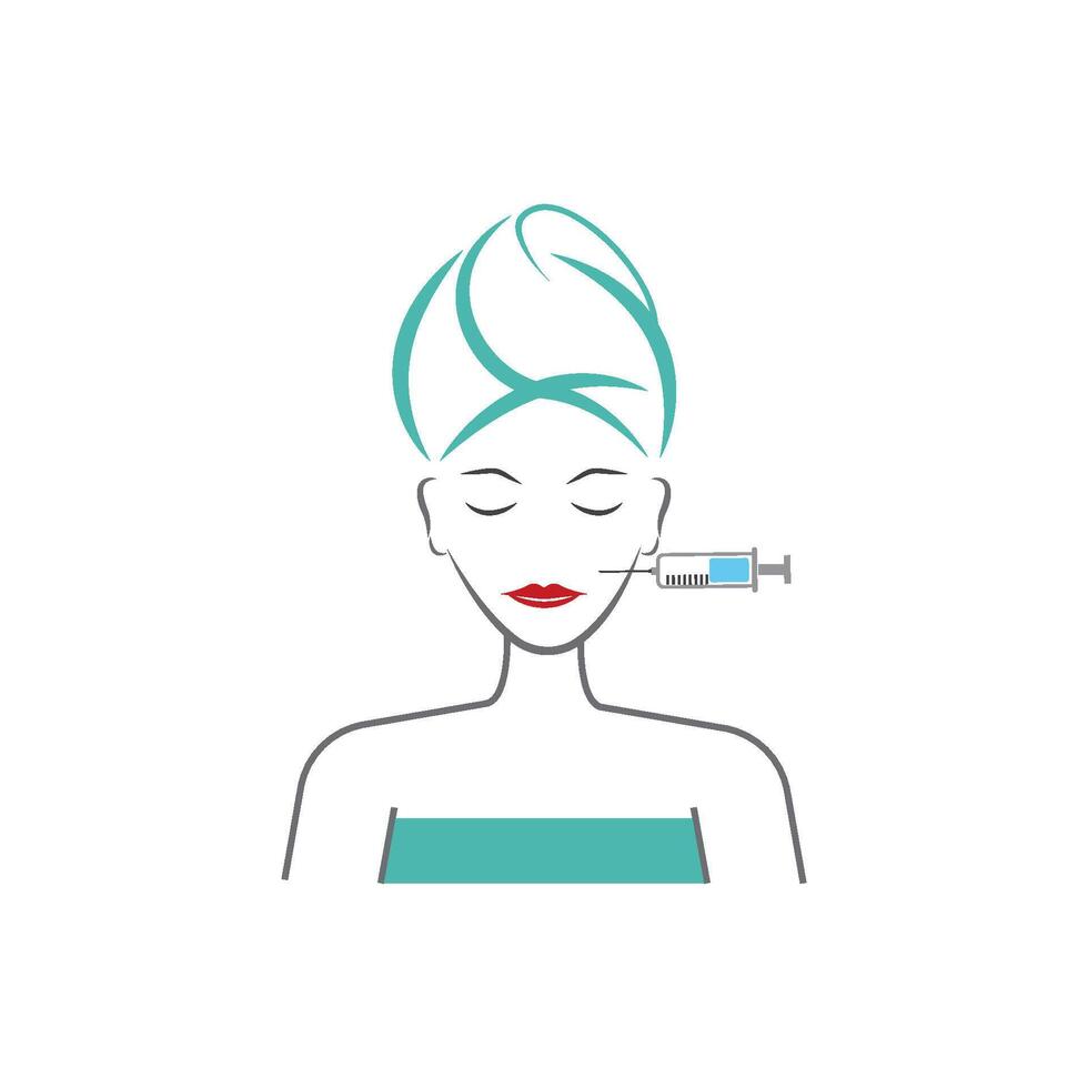 Cosmetic injections for facial rejuvenation. vector