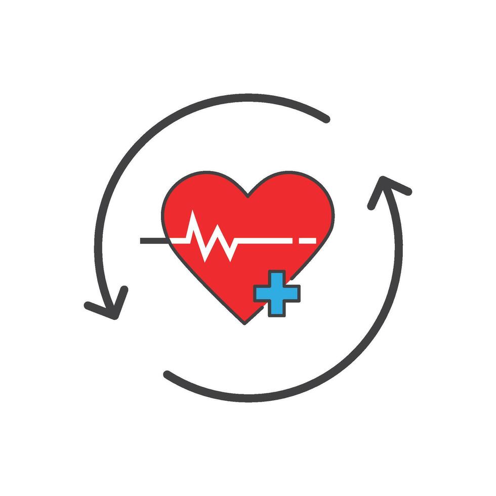 heart beat plus sign vector