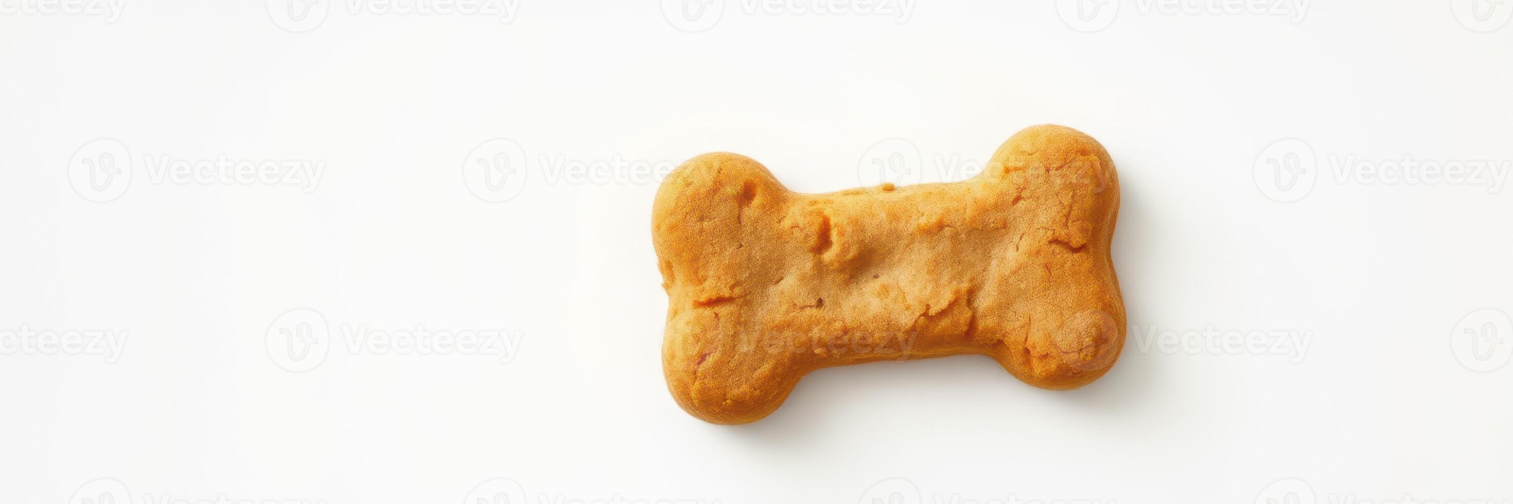 Crunchy bone-shaped dog treat on a plain background ideal for pet snacks and rewards photo