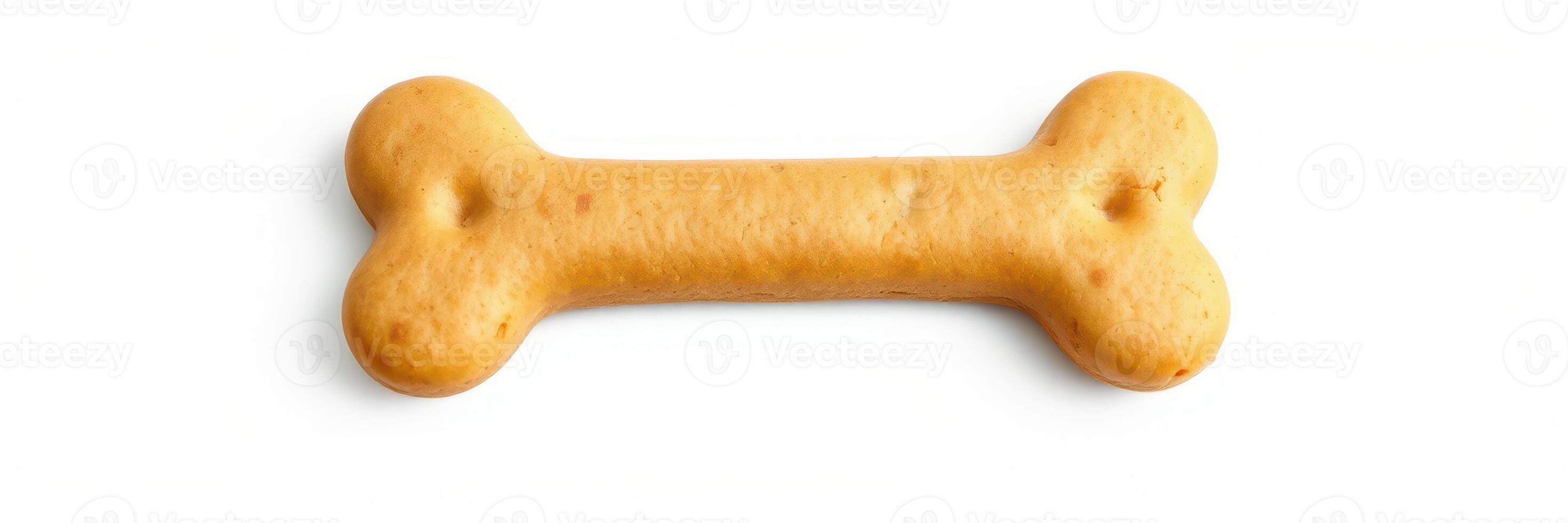 Dog treat shaped like a bone on a white background suitable for pets and dog owners photo