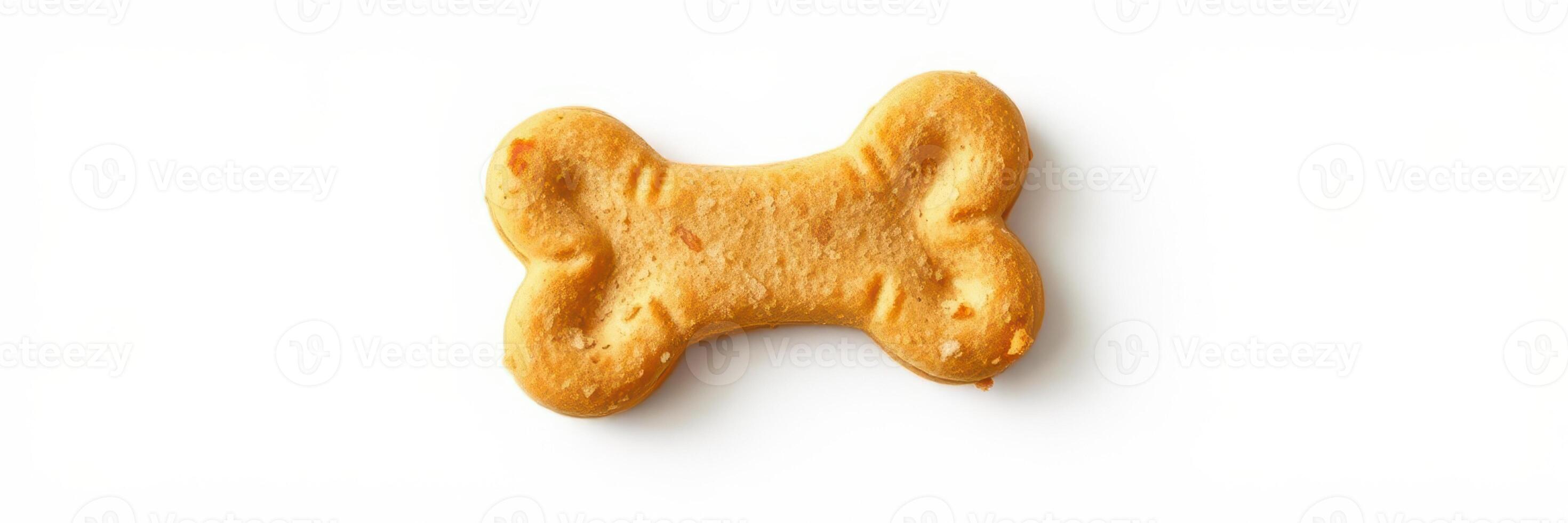 Dog bone shaped treat on a white background ideal for pet snacks and canine rewards photo