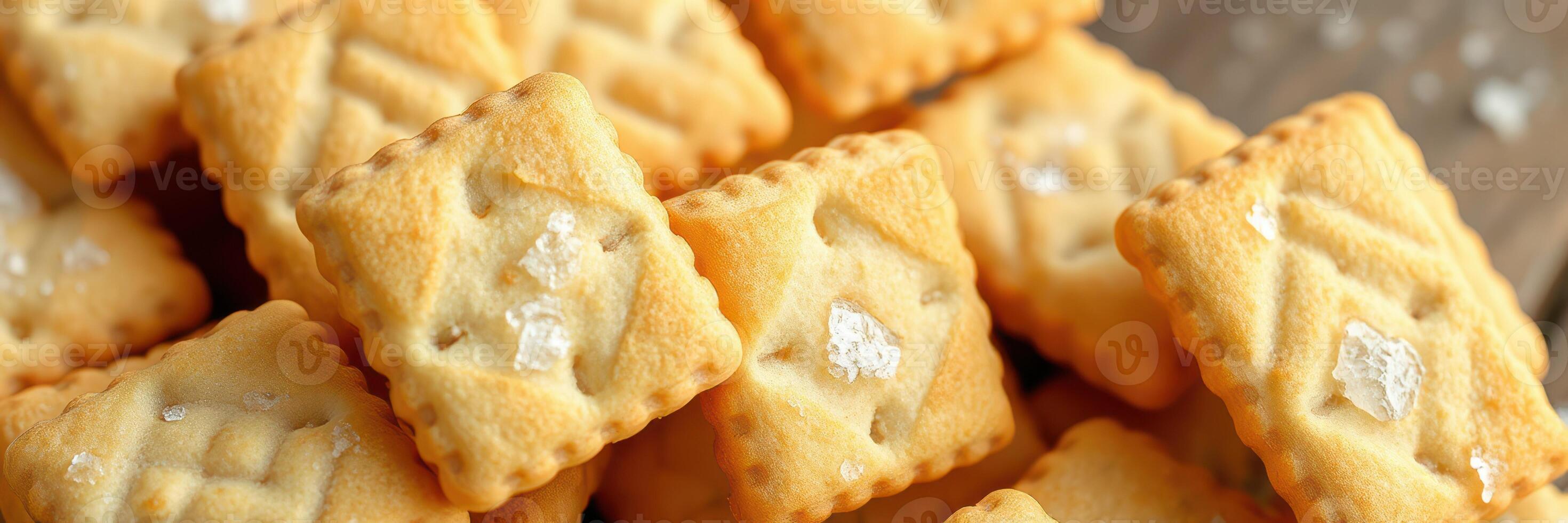 Delicious golden cookies arranged on a rustic wooden surface with a sprinkle of sugar photo