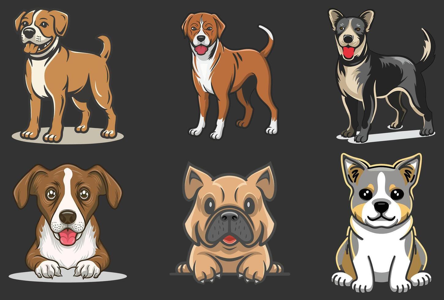 Cute Cartoon Dog Illustrations for Various Uses vector