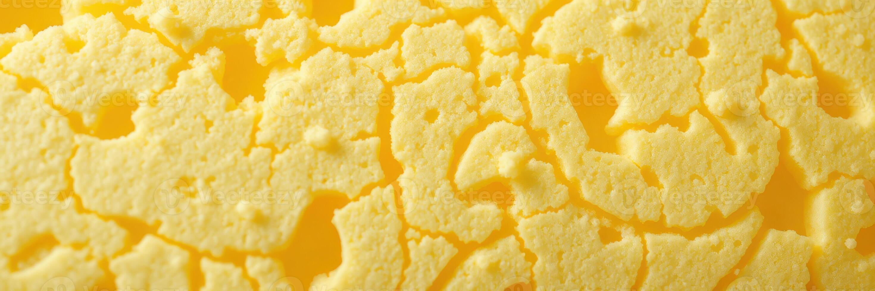 Close-up of textured yellow surface resembling sponge or organic material in natural light photo