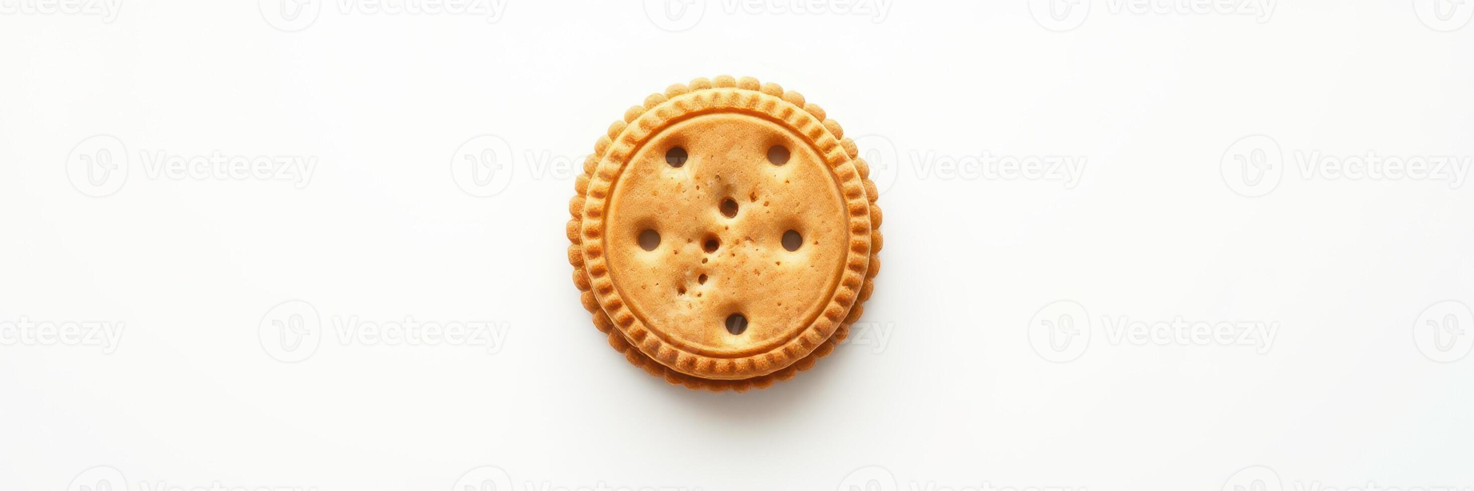 Sweet cracker biscuit with unique design isolated against a white background photo