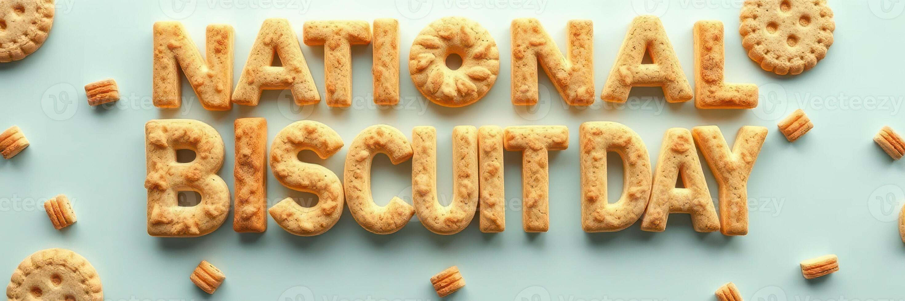 Celebration of National Biscuit Day with Biscuit Letters and Cookies photo