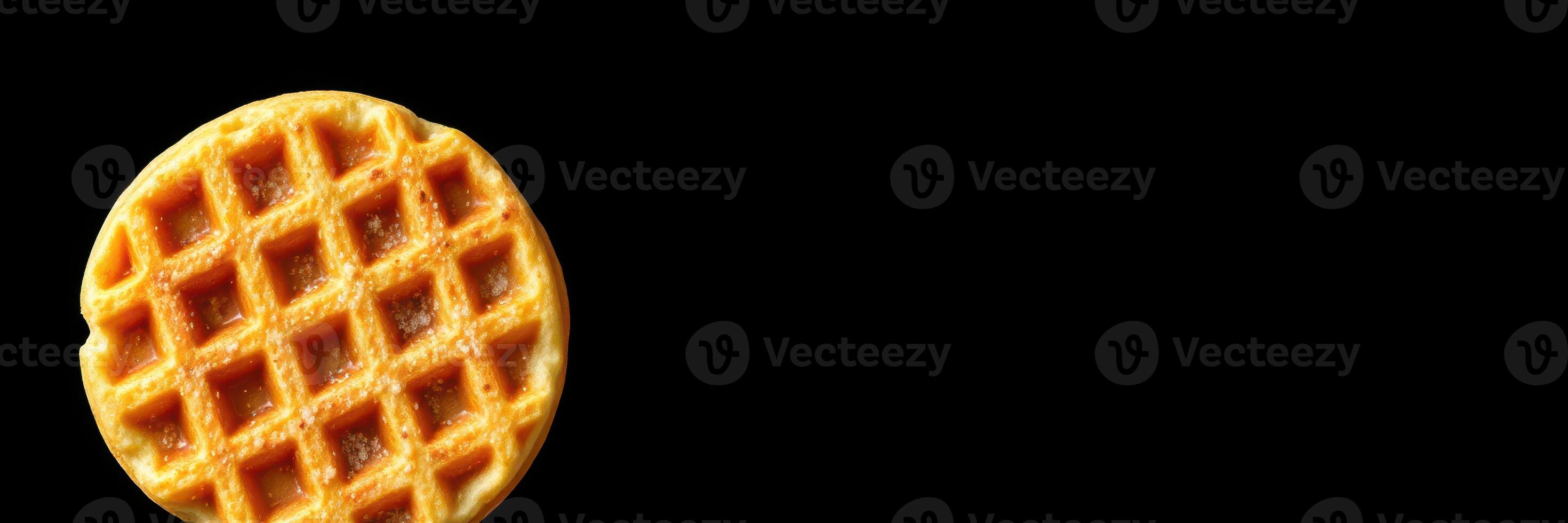 Waffle with golden crust ready to be served for breakfast or dessert at a cozy dining setting photo