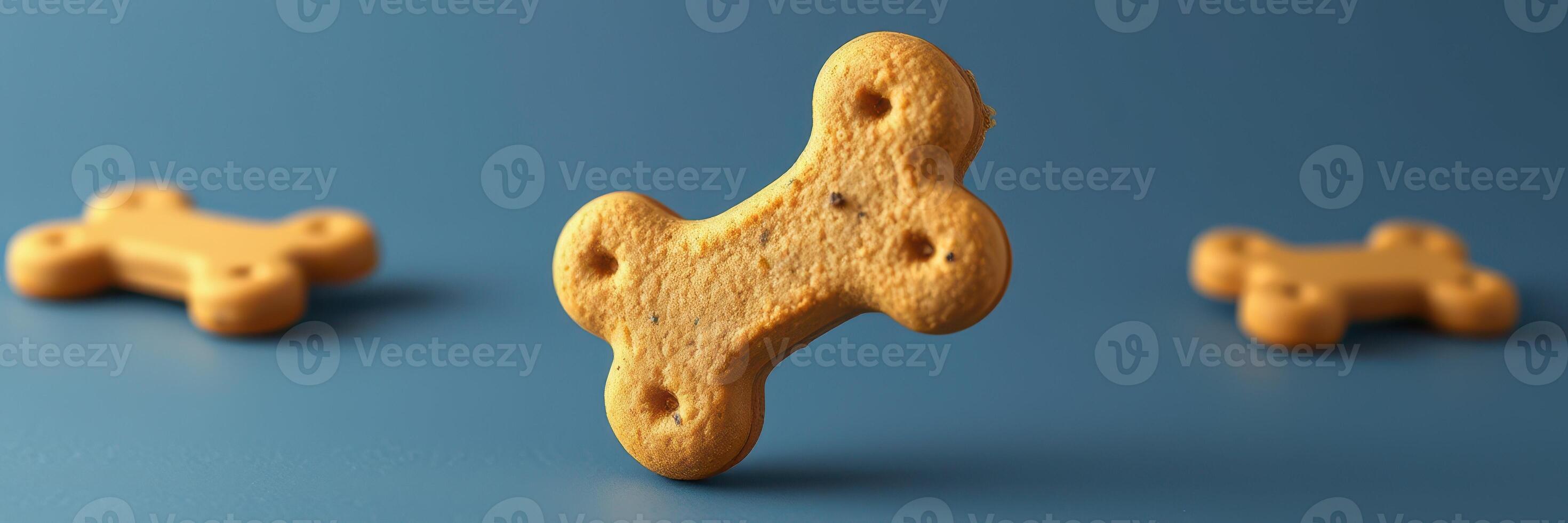 Unique dog bone-shaped treats arranged on a blue surface create a playful and inviting atmosphere for pets and their owners photo