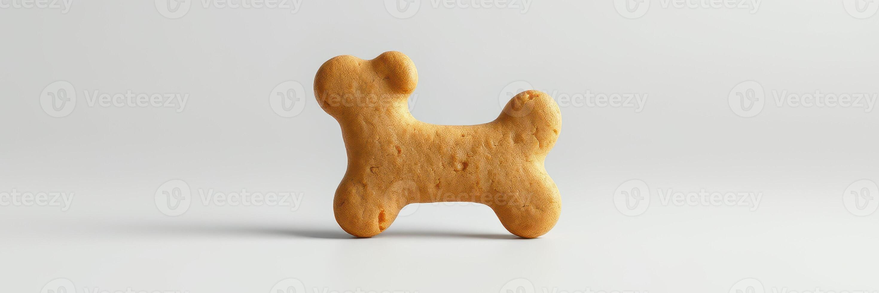 Dog-shaped cookie displayed on a plain surface, showcasing its distinct shape and texture for pet lovers photo