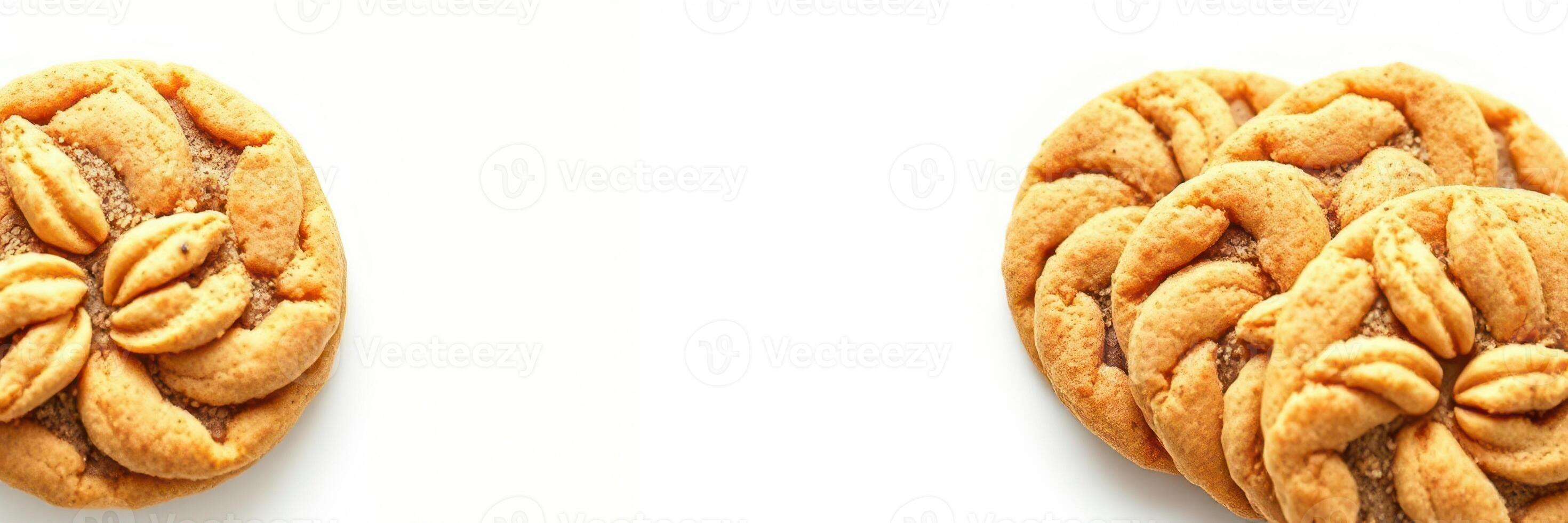 Deliciously crafted cookies with intricate designs on a clean white surface enticing sweet lovers at any time of day photo