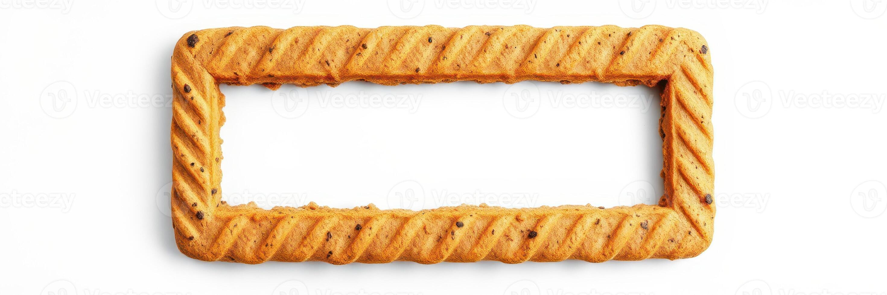 Unique rectangular cookie design with a textured border and empty center for creative baking ideas photo