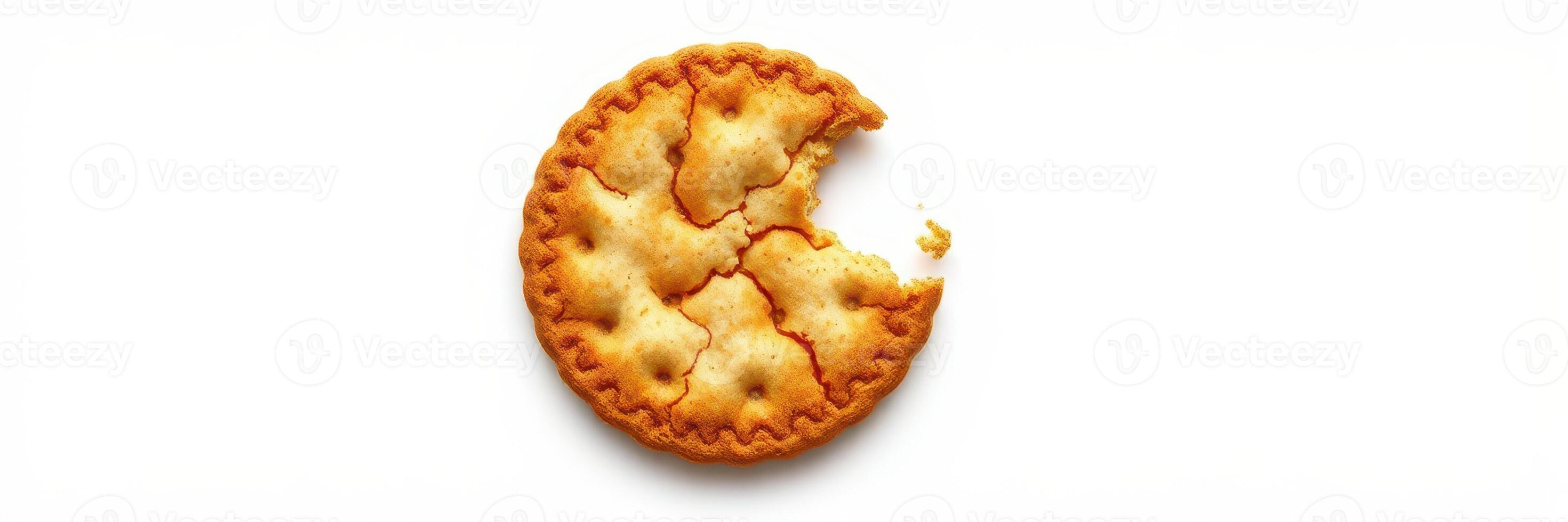 Shredded pie with a bite taken out, resting on a simple white background photo