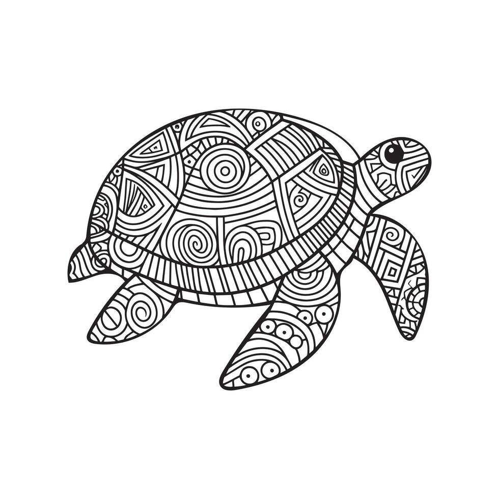 Hand drawn turtle outline illustration vector