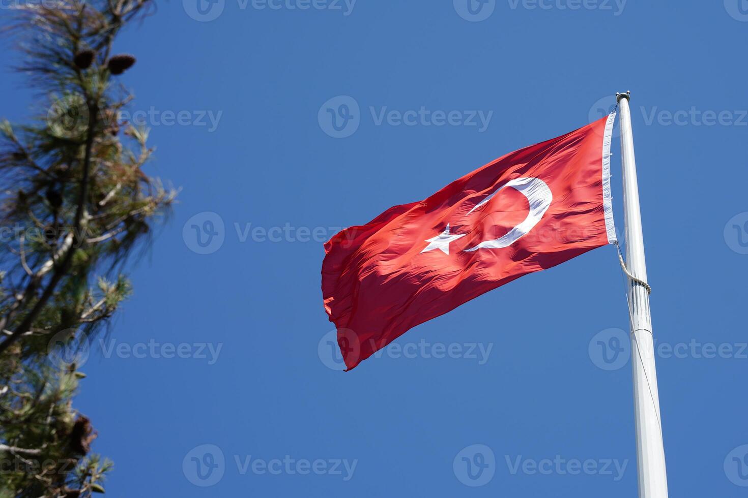 Red and White Turkish Flag photo