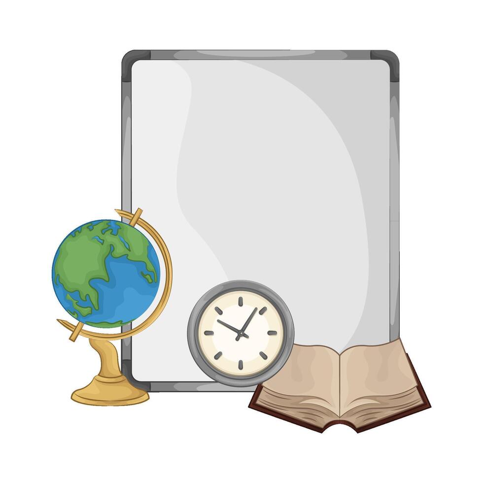 globe and whiteboard illustration vector