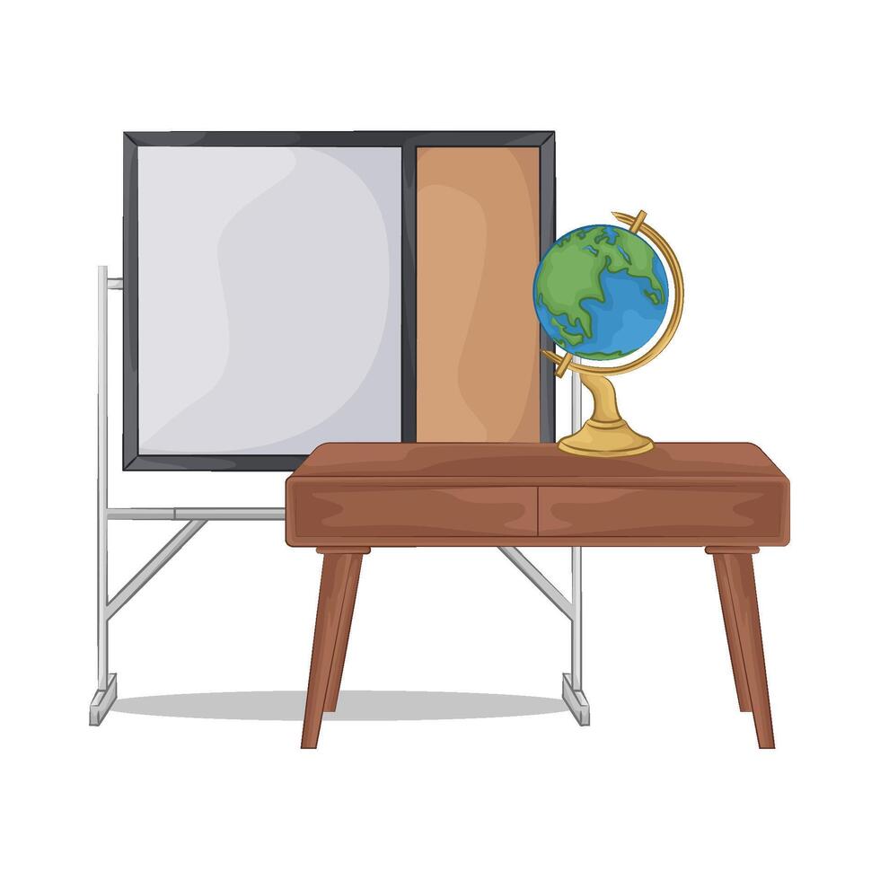 whiteboard with globe vector