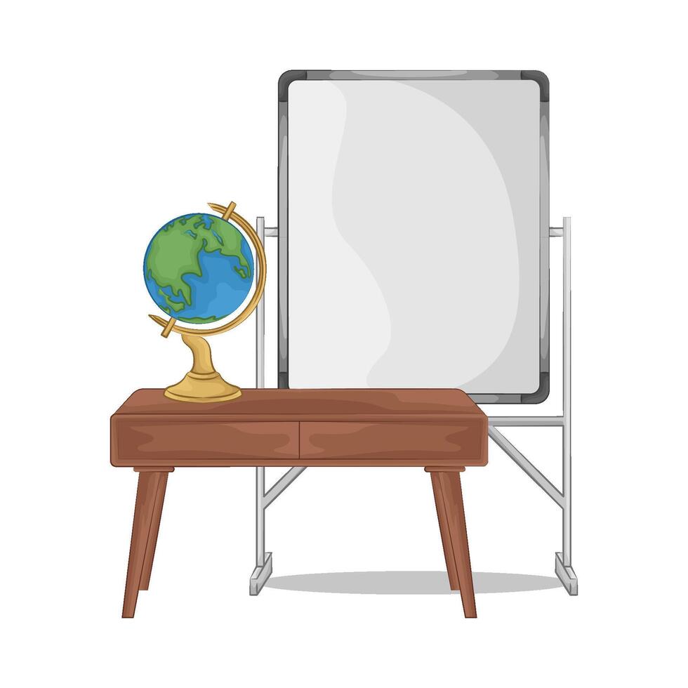 illustration of whiteboard with globe vector
