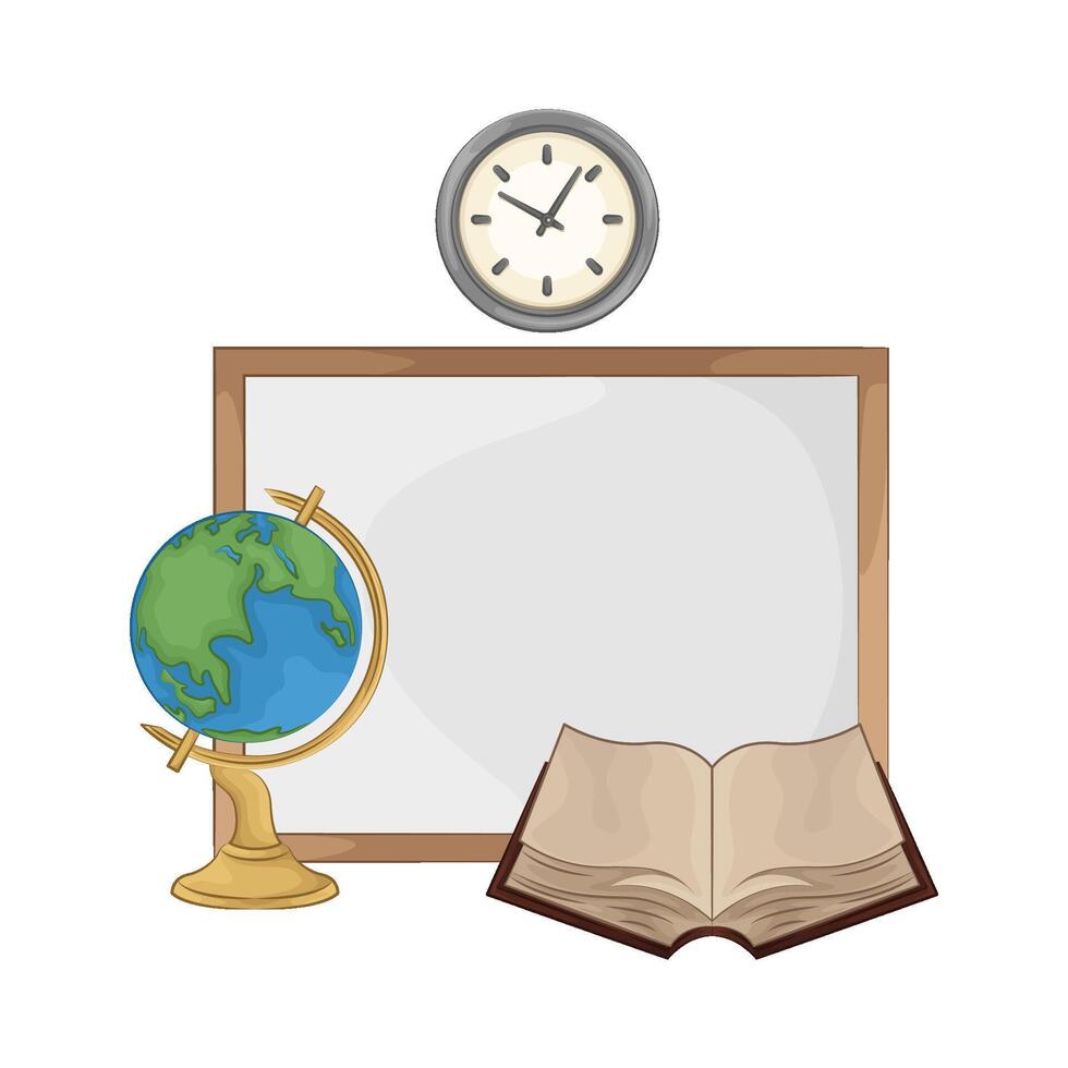 whiteboard and globe illustration vector