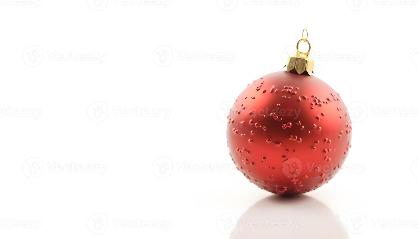 Single Red Christmas Ornament on White Background photo