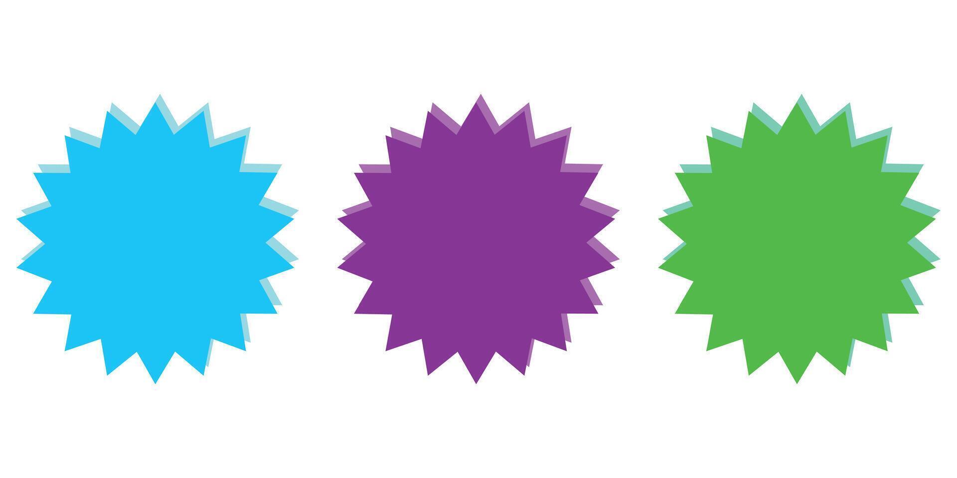 Colorful blank badge sticker label, explosion element vector