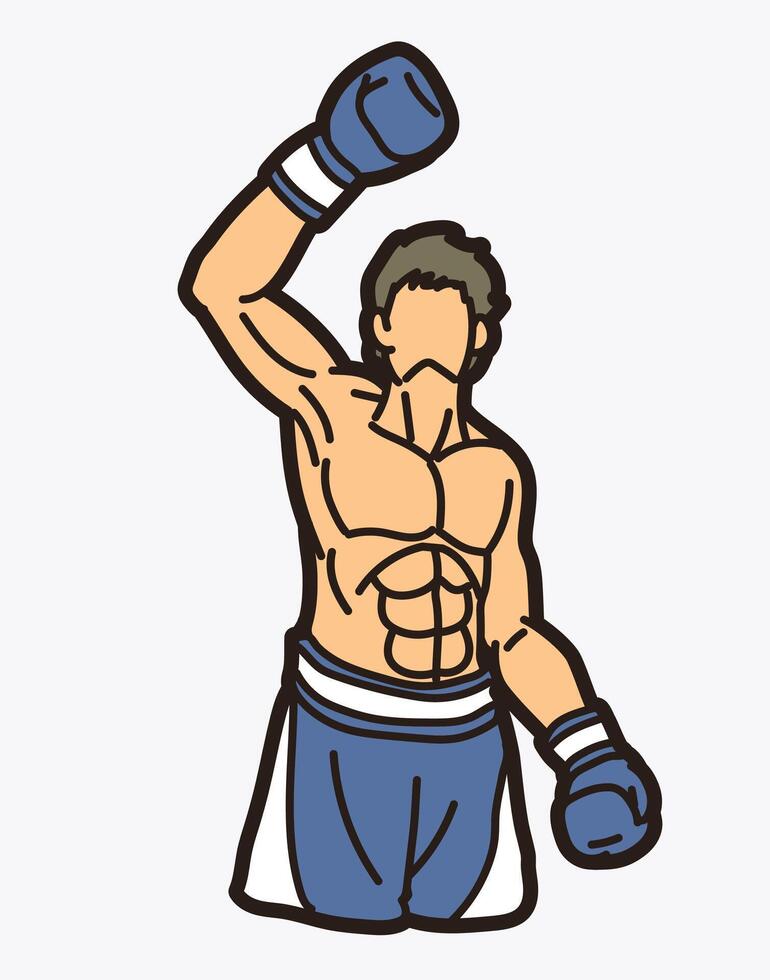 Boxing Sport Fighter Action Kickboxing The Winner vector