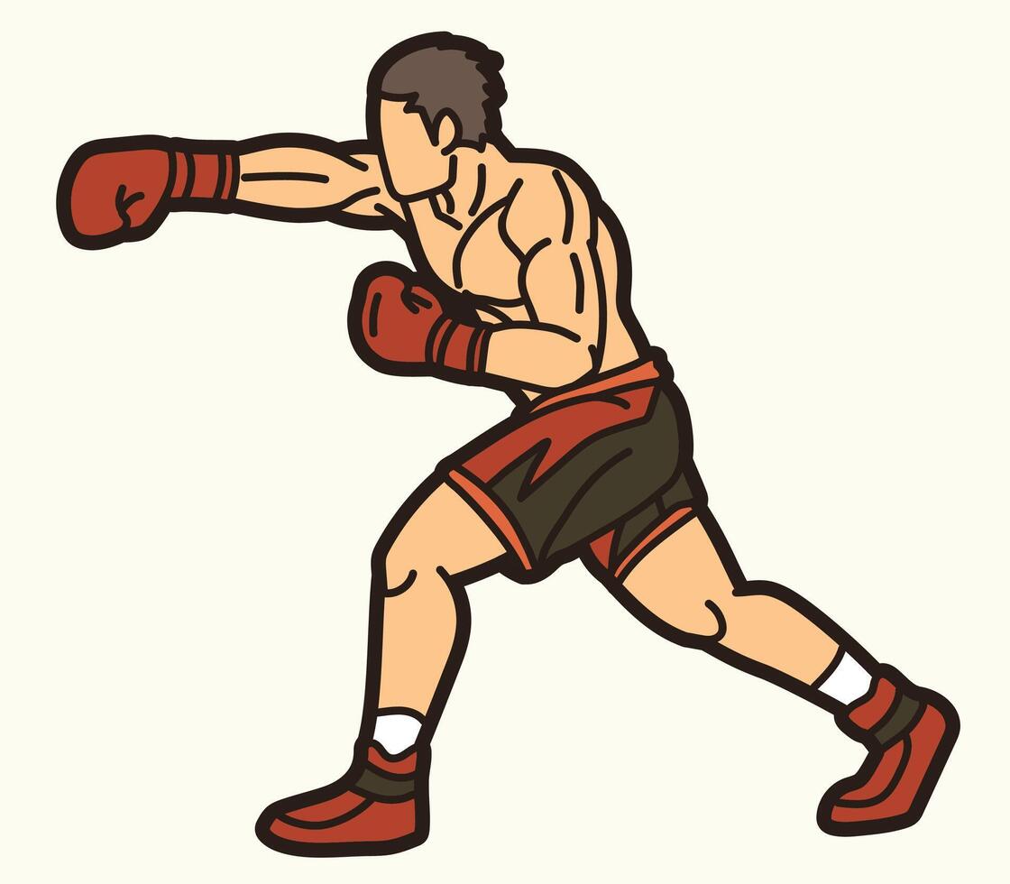 Boxing Sport Fighter Punching Action graphic vector