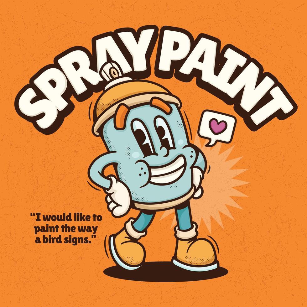 Spray Paint Trendy Retro Cartoon Hand Drawn vector