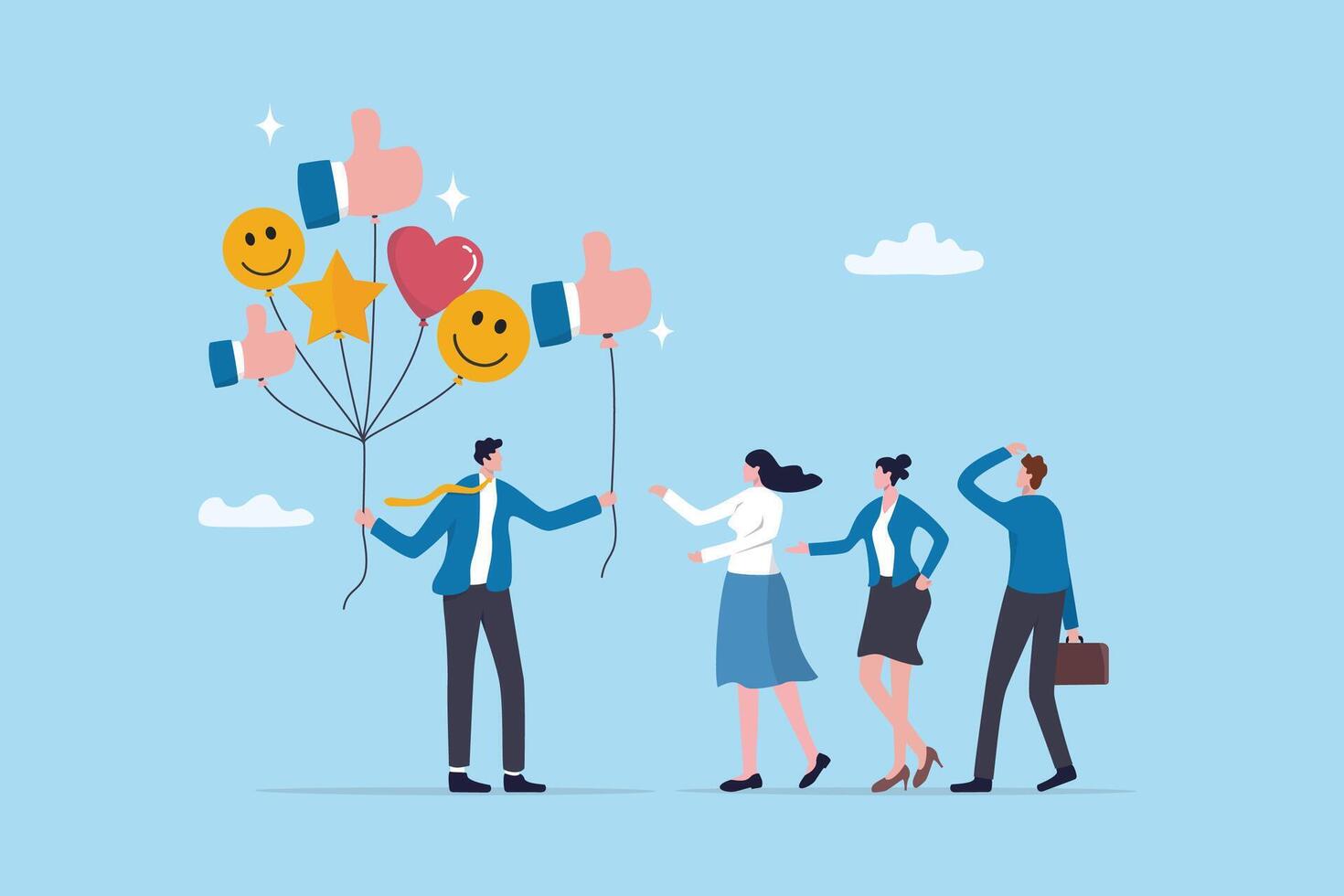 Encouragement or support employee to success, cheering, praise to raise motivation, winning pride inspiration, boost employee ambition concept, businessman giving thumb up to encourage employees. vector